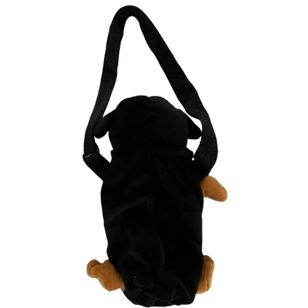 Dachshund Dog Plush Kids Crossbody Drink Water Bottle Holder Carrier Sling 12